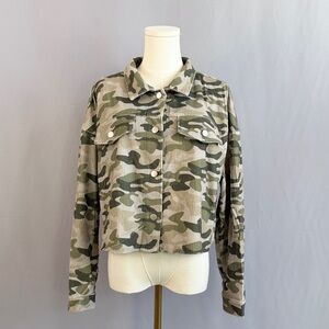 Savanna Jane camo jacket the back steals the show with an open v-cut design